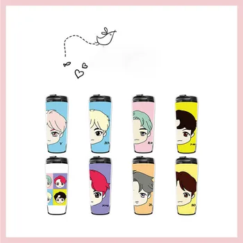 

New Kpop House Of Bangtan Boys Curve Cups Image Coffee Mug Tea Cup Portable Bottles 350ML Top Quality