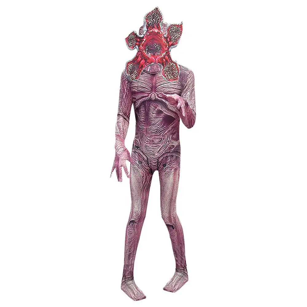 

Halloween Kids Cosplay Stranger Things 3 Cosplay Monster Demodog Costume Zombie Horror Jumpsuit + Mask Full Set