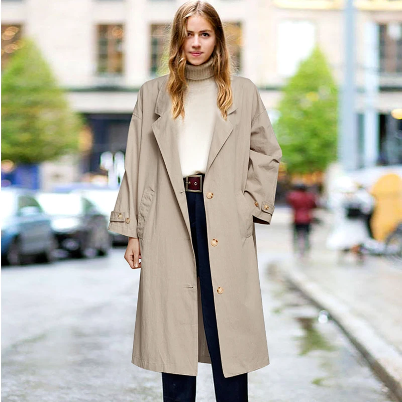 Мода ветровка пальто длинный участок 2019 Женский Тренч Корейская свободная