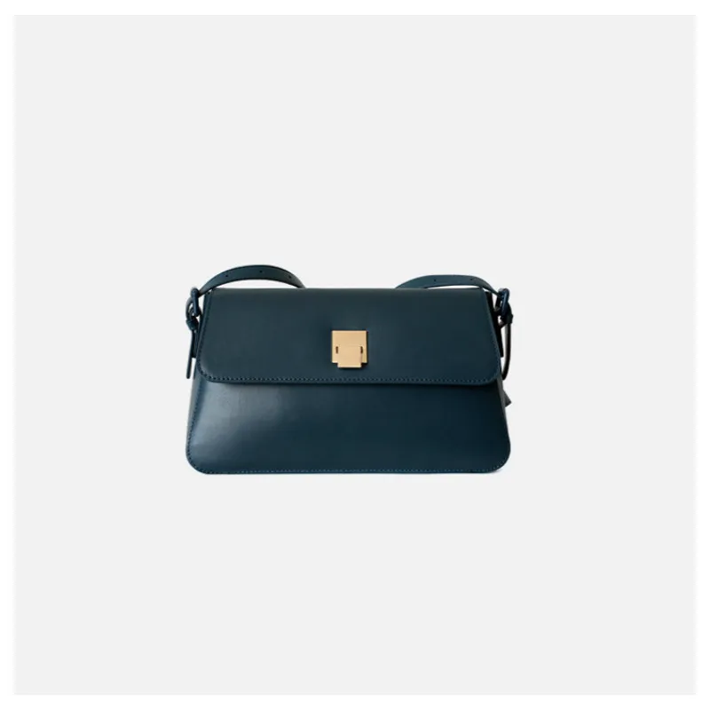 

Real leather Autumn and winter 2019 new customized lock single shoulder bag small square bag Crossbody Bag Leather Bag trend