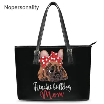 

Nopersonality Cute French Bulldog Print Women Handbags PU Leather Ladies Large Tote Bag Female Beach Bag Casual Shoulder Bags