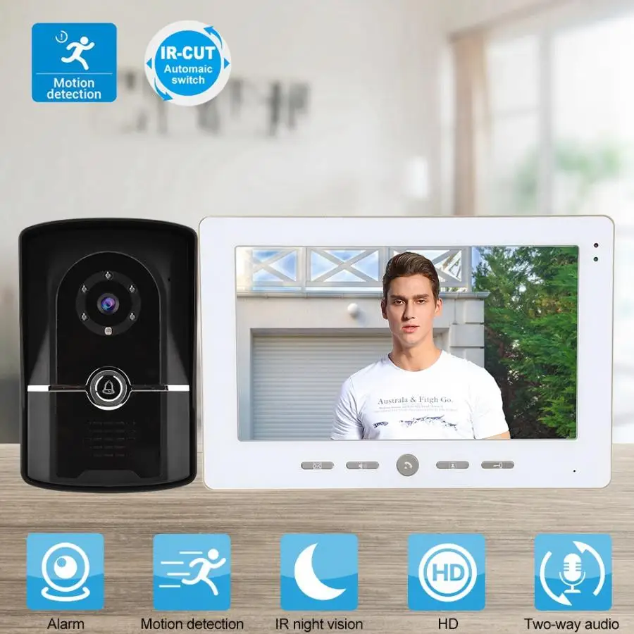 

10in Wired Video Door Phone Smart Doorbell Intercom Night Vision Access Control System 110-240V