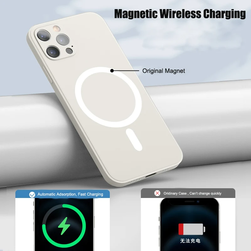 Liquid Silicone Magnet Macsafe Case for Magsafe IPhone 11 12 13 Pro Max Mini XS XR X 7 8Plus SE 2020 Magnetic Charger Soft Cover apple mag safe