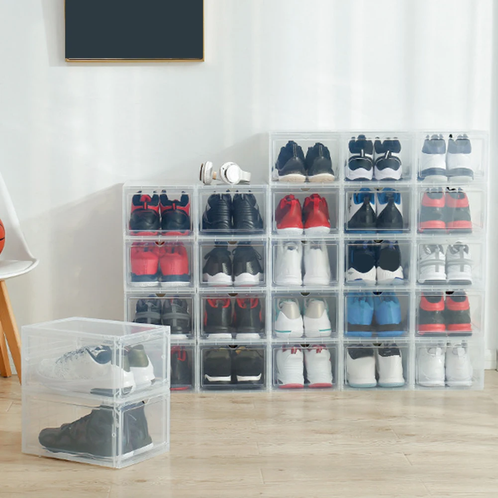 1 шт. пластиковая коробка для обуви прозрачный ящик чехол для защиты обуви от пыли контейнер для хранения Коробка для хранения игрушек коробка для обуви коробка для хранения обуви
