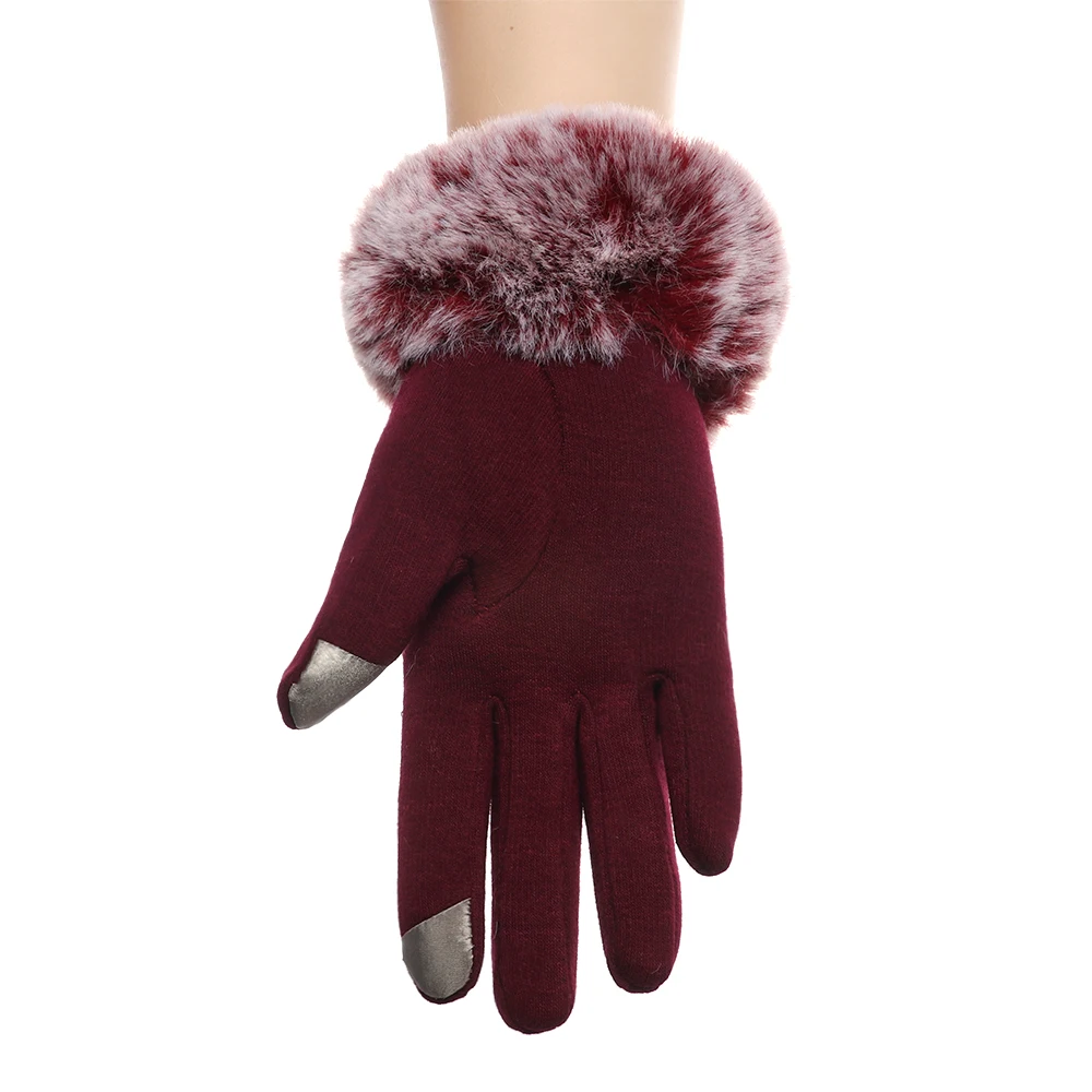 1 пара, Новые блестящие стразы, перчатки для сенсорного экрана, женские перчатки из искусственного меха, зимние Утепленные ветрозащитные кашемировые перчатки плюс бархат