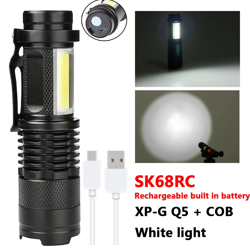 SK68RC Litwod Z25 XP-G Q5 Мини светодиодный фонарик лампа 2000 люмен AA/14500 Регулируемый зум фокус Penlight водонепроницаемый для наружного использования - Испускаемый цвет: SK68RC