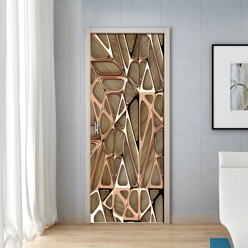 3d оригинальность двери стикер водонепроницаемый с тех пор клейкая бумага украшения спальни гостиной рисунок-Наклейка на стену геометрические абстрактные