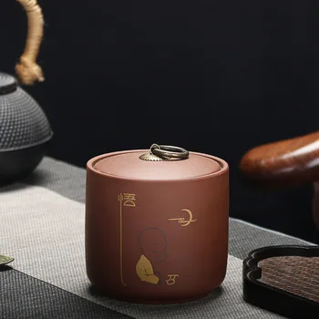

Tea Containers Purple Sand Small Number Sealed Cans Pu-Erh Black Tea Purple Sand Storage Cans Tea Storage Tea Jar Tea Bucket
