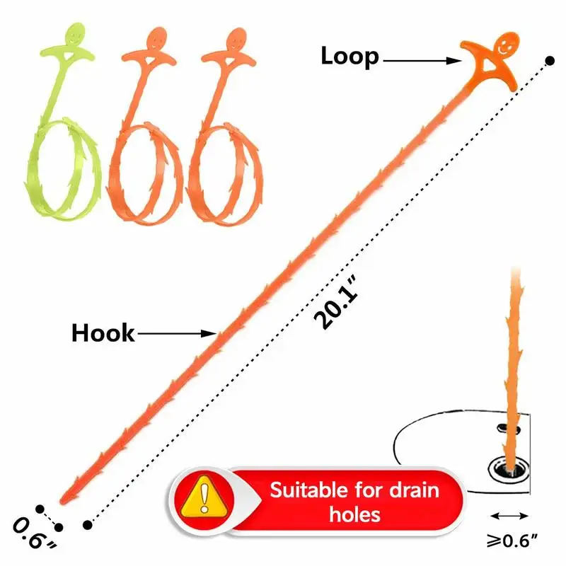 6 шт. в упаковке для ванной для кухни для раковины трубка дренажная для стока очиститель трубопровода удаление волос удаление душ туалетный слив Clog длинная линия пластиковый крючок