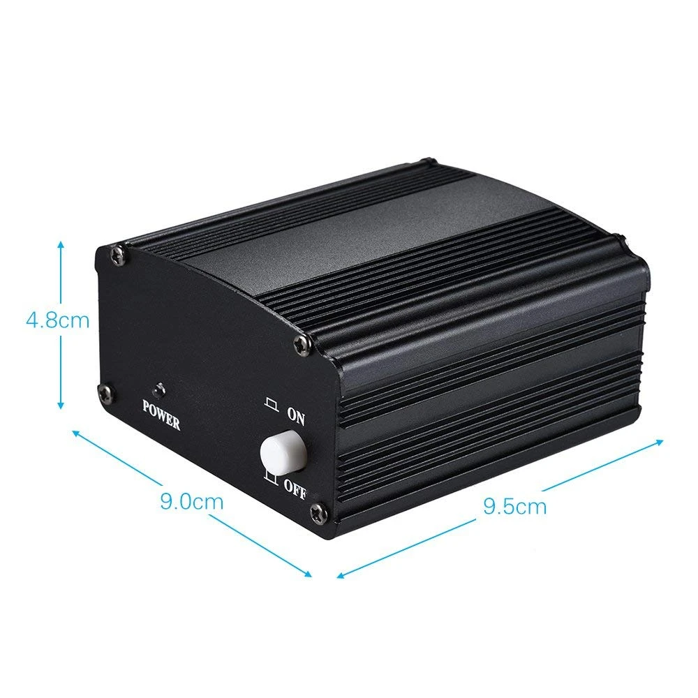 Wholesale Microphone 1-Channel 48V Phantom Power Supply+Adapter AU US EU Plug for Any Condenser Microphone Recording