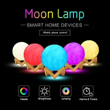 Светодиодный светильник с подставкой, 3D печать, лунный светильник, ночник, приложение, Wifi, 16 цветов, декоративная лампа, рождественские подарки