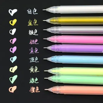 9Pcs/lot 0.6mm White Ink Color Photo Album Gel Pen Stationery Office Learning Cute Scrapbooking Pen Unisex Pen Gift for Kids 1