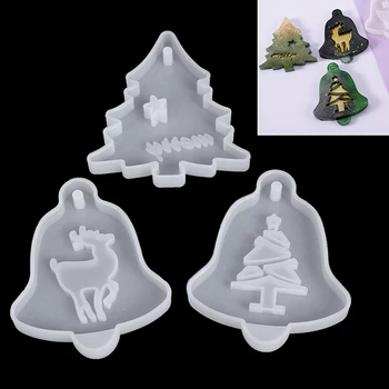 

3pcs/set Diy Resin Crystal Epoxy Mould Christmas Tree Elk Pendant Bag Decoration Resin Silicone Mould