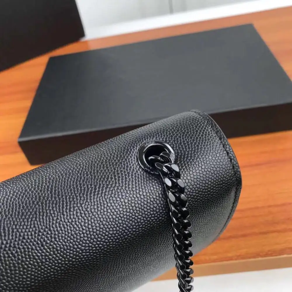 black chain Роскошные дизайнерские сумки женские сумки с кисточками из натуральной кожи Икра через плечо цепи сумка на плечо Модные женские стеганые кошельки - Цвет: black chain