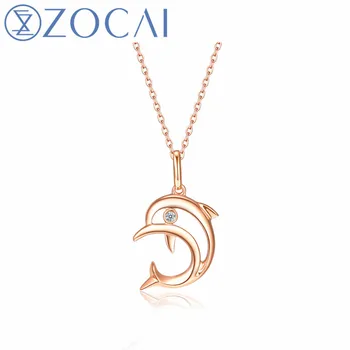 شراءZOCAI دولفين المحارب عقد ألماس 18k روز الذهب (AU750) شهادات الحقيقي 0.008ct عقد ألماس مجوهرات هدية D06658