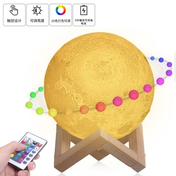 

Tomshine Moon Light with Wood Stand Remote & Touching Control LEDs Table Lamp Dimmable 16 Colors & 4 Lighting Modes