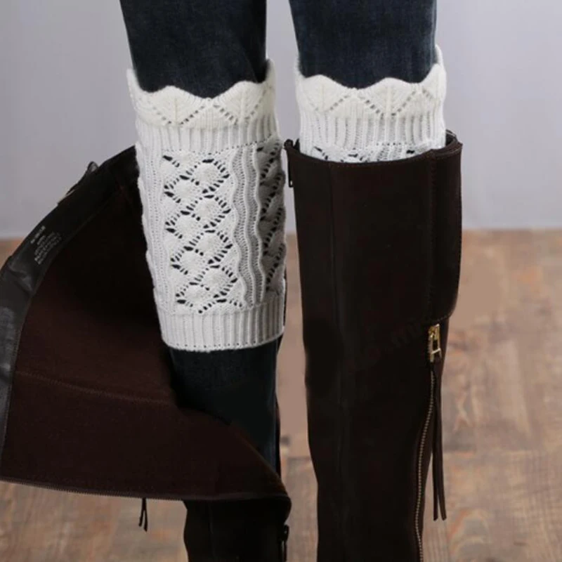 Модные гетры; женские теплые зимние вязаные гетры до колена; теплые носки с манжетами