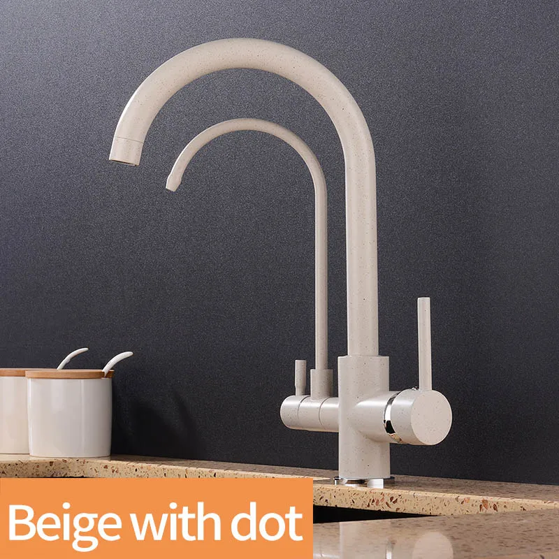 Beige whith dot Фильтр кухонная столешница для крана установка на одно отверстие Смеситель кран вращающийся на 360 градусов кухонный кран - Цвет: Beige whith dot
