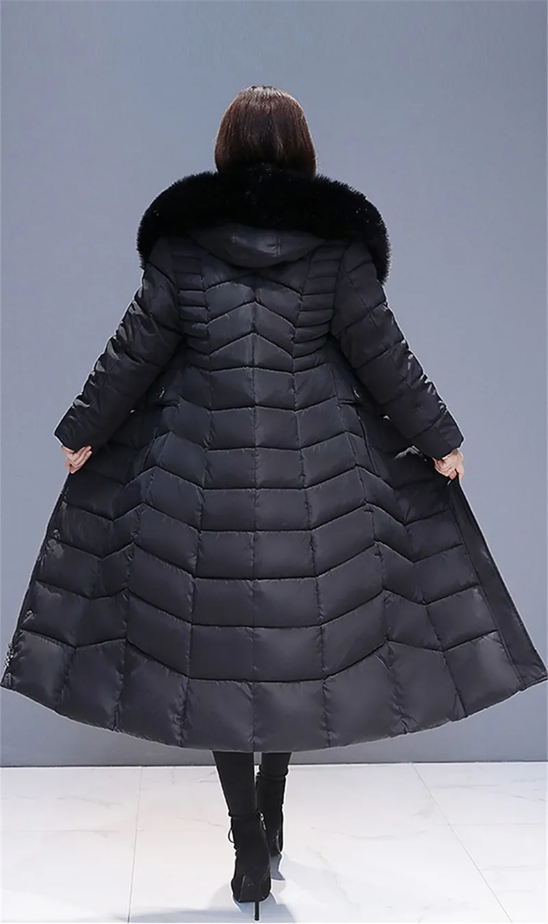 Новая куртка-парка, женские зимние куртки, супер большой размер 7XL, плотное теплое длинное пальто с меховым воротником, женское пальто, женские куртки P33