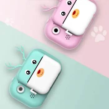 

Children's Camera Thermal Print Camera Mini Dual Lens Sports Photography Gift Toy-pink Bunny 2020 N