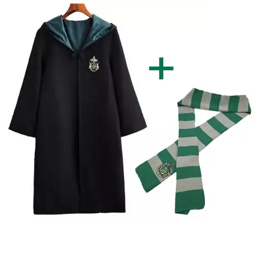 Slytherin and Scarf Ravenclaw Хатч патч Слизерин халат шарф Косплей Костюм Гриффиндор ожерелье Поттер костюм на Хэллоуин Гермиона школьная форма - Цвет: Slytherin and Scarf