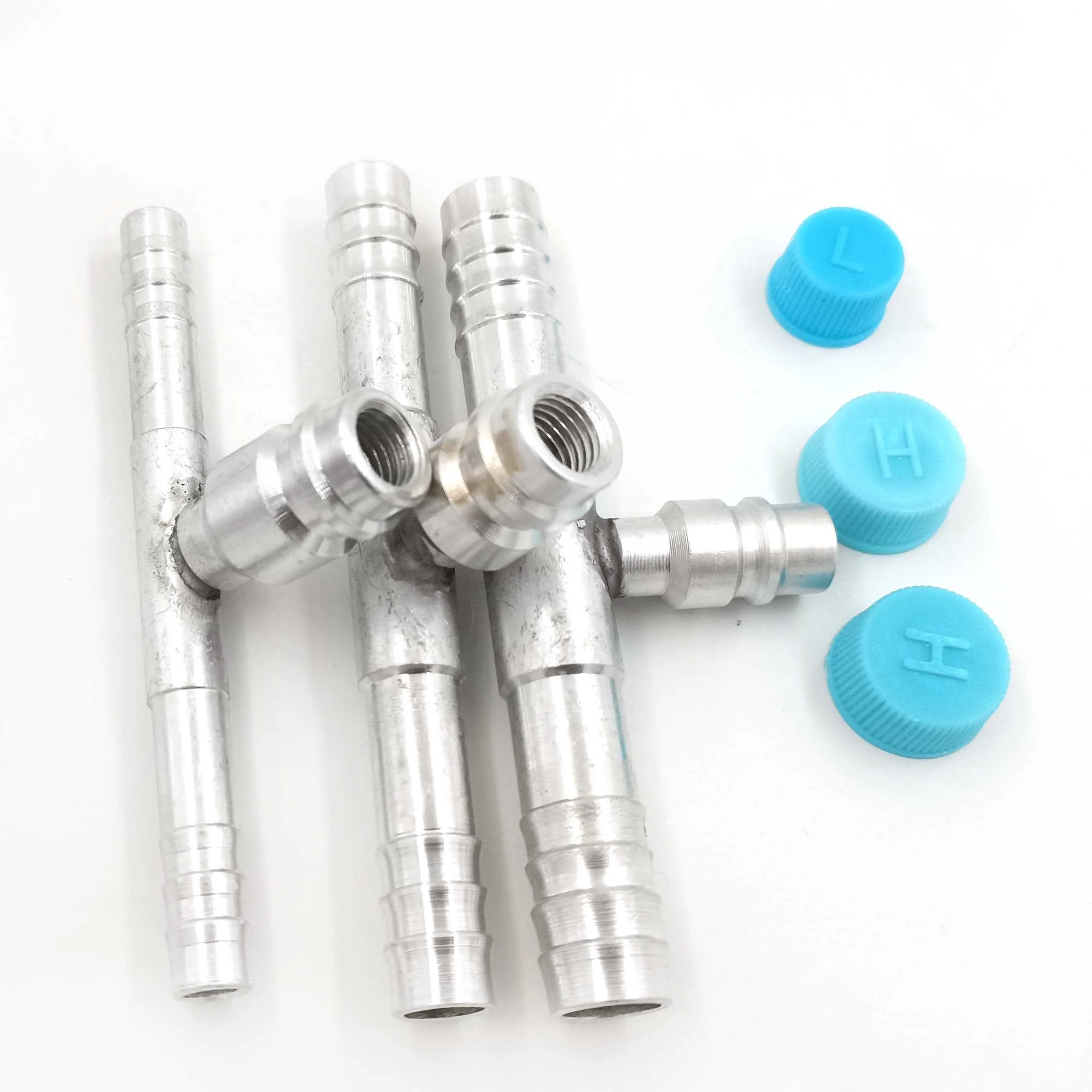 Automotive Air Conditioning Hose Clamp Straight Connector With R134a Refrigerant Valv AC Pipe Aluminum Connector Fitting 15pcs