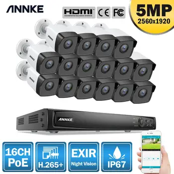

ANNKE 16CH FHD 5MP POE Network Video Security System 8MP H.265+ NVR With 16PCS 5MP 30m EXIR Night Vision Weatherproof IP Camera