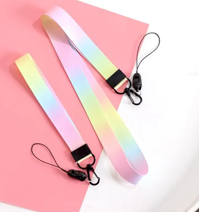 New Gradient Colors Summer DIY Ribbon Band Keychain For Women Bag Short and Long Phone Charms Gift Fashion Jewelry | Украшения и