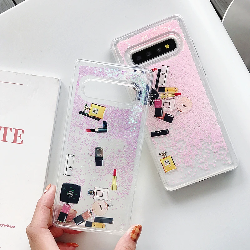 

For Samsung Galaxy Note 10 case Liquid soft clear Phone Shell For Samsung S10 Cases Cosmetic Makeups Quicksand Cover Case Capa