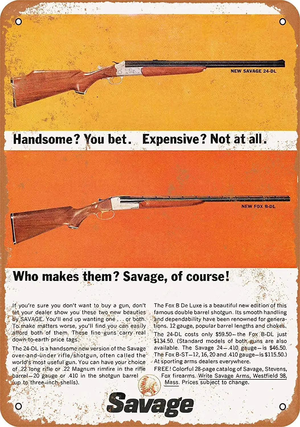 8x12 металлический знак-1962 Savage Arms длинные пистолеты | Дом и сад