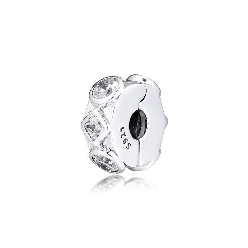 DIY Подходит для Pandora шармы браслеты геометрические формы клип бусины 925 пробы-серебро-ювелирные изделия