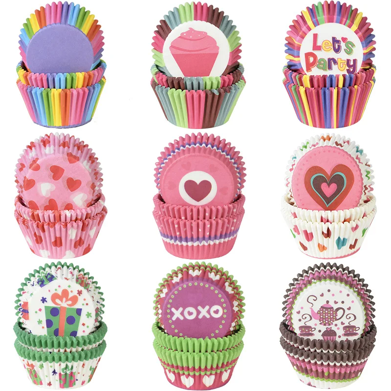 100Pcs Muffin Cupcake Paper Cups Cupcake Liner Baking Muffin Box Cup Case Party Tray Cake Decorating Tools Birthday Party Decor