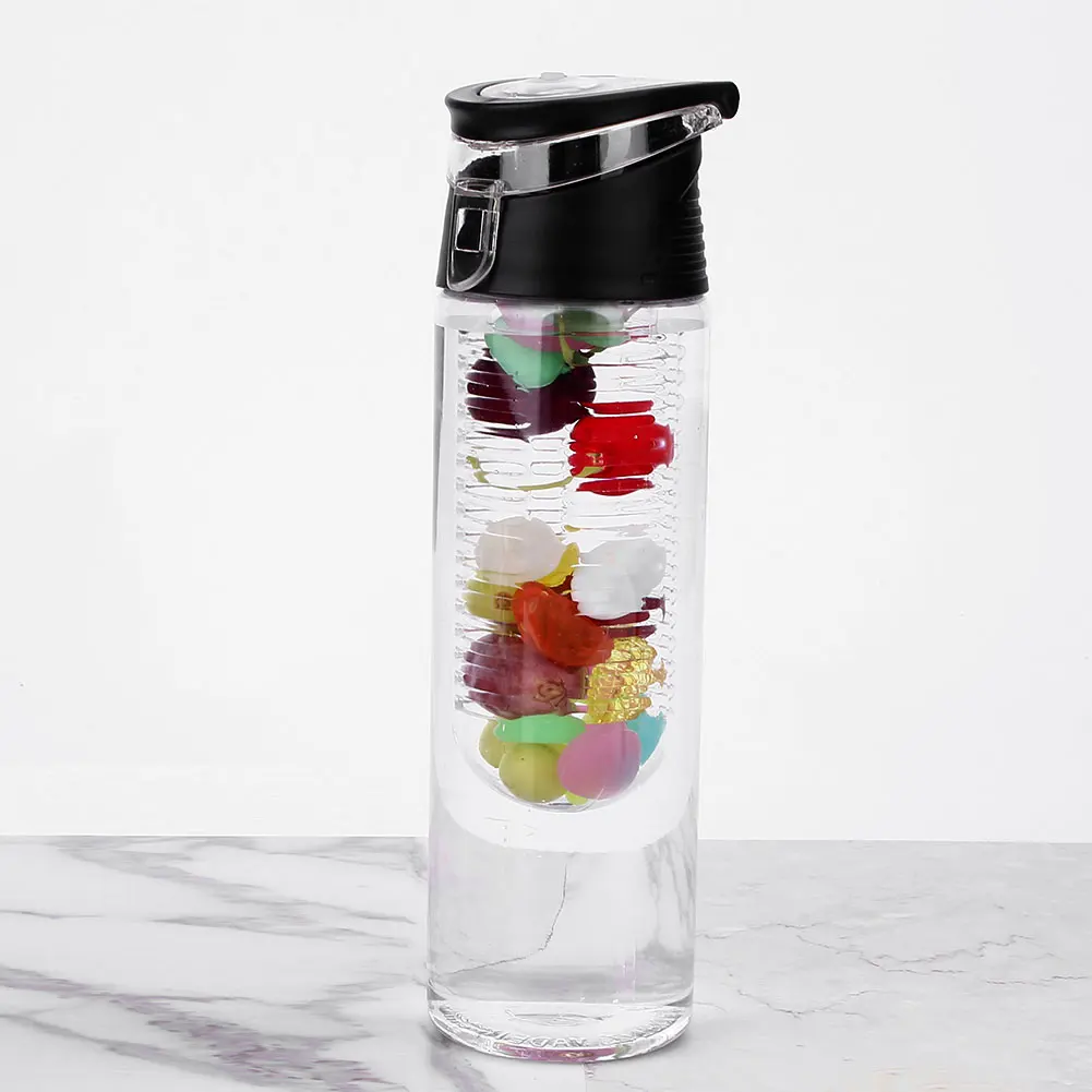 Бутылка для воды для заваривания фруктов, гидратация, спортивный тренажерный зал, флип-чашка для сока, 800 мл