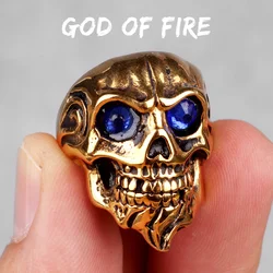 Men's Gothic Stainless Steel Skull Ring - Punk Hip Hop Jewelry Gift - 8 (God of fire)