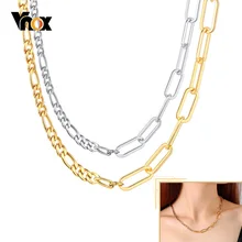 Vnox chaîne colliers pour femmes, Rectangle Rolo trombone lien chaîne, Figaro chaîne collier, minimaliste basique Chic fille bijoux