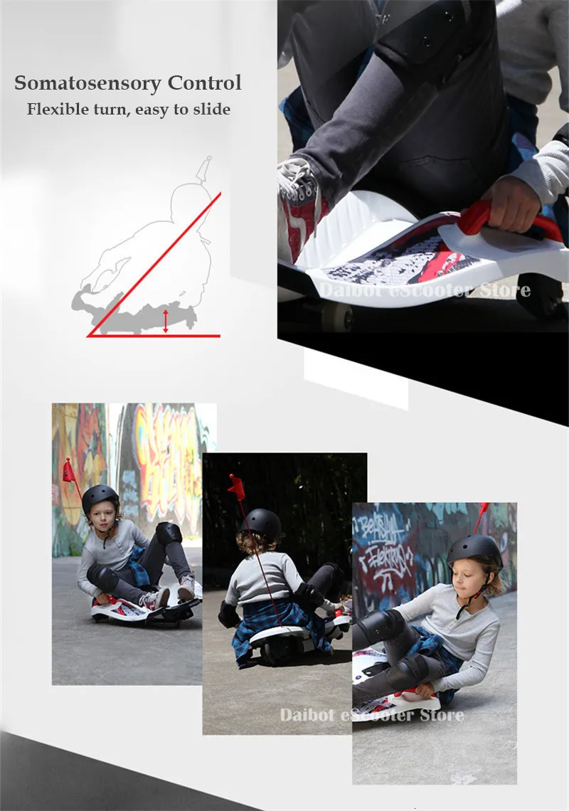 Daibot Hoverboard Skateboard 3 Wheels Self balancing Scooters 9 Inch 120W Drift Electric Tricycle Scooter With Handlebar (26)