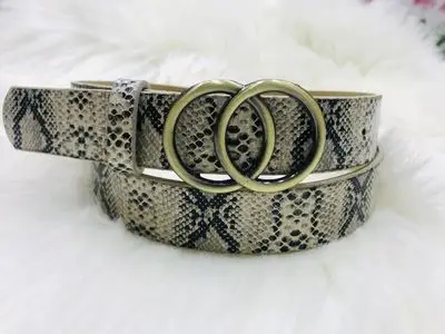 Искусственная кожа европейский и американский двойной кольцо круглая пряжка женский ремень повседневный ремень джинсы с поясом платье - Цвет: style 3 snake