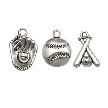 

60pcs Alloy Ball Games Baseball Sports Charms for Crafting DIY Necklace Earrings Bracelet Jewellery Making Accessaries