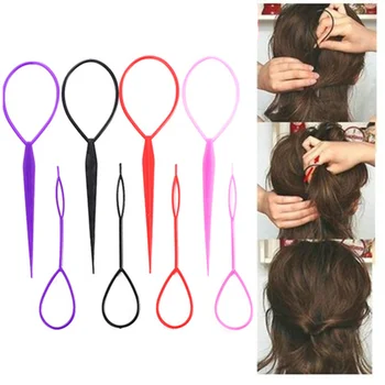 

2PCs/set Ponytail Creator Plastic Loop Styling Tools Black Topsy Pony Topsy Tail Clip Hair Braid Maker Braiders Styling Tools