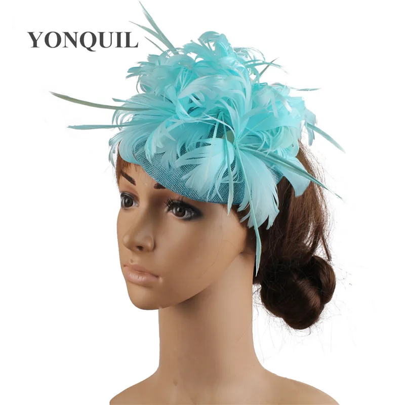 Wanita Mewah Putih Bulu Fascinator 