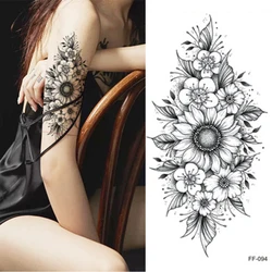 Autocollant de tatouage temporaire pour femmes, 2 pièces, grand Body Art, manches, bras, serpent fleur, rapide, Rock, Bracelet de taille, faux Flash, 2022 