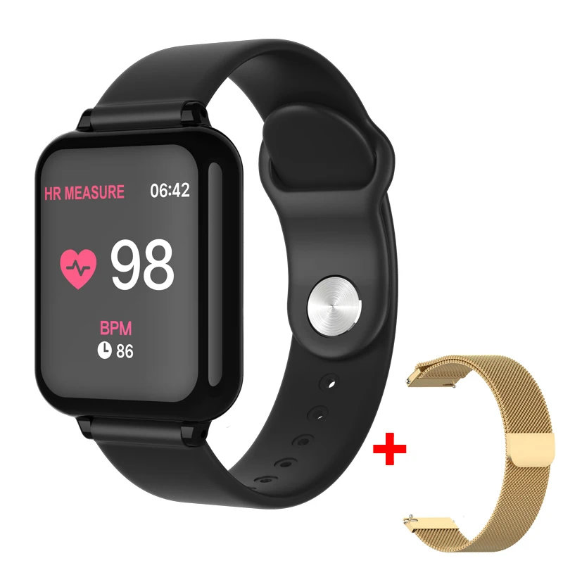 Хит, умные часы, пульсометр, кровяное давление, Bluetooth, умные часы, фитнес-браслет, 25 дней в режиме ожидания, для телефона Apple Android - Цвет: black gold metal