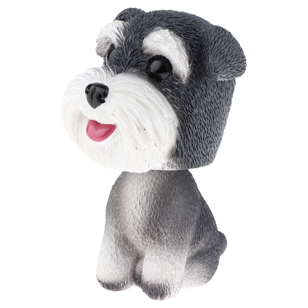 Cute Resin Schnauzer Bobbing Head Dog Puppy Bobble Head Auto Car Dashboard Decors Ornaments Toys