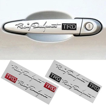 

2 PCS 3D Imitation Metal Effect Car Door Handle TRD Stickers Car Styling Decal Adhesive car door Stickers Car styling for TOYOTA
