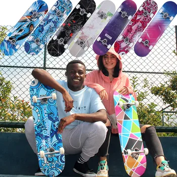 

1pc Waterproof Design Skate Board Standard Complete Double Kick Skateboards 31x 8 Inch for Adult Beginner Teens Sports скейтборд