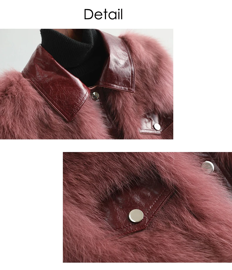 Top Pudi women winter real fox fur coat jacket lady warm natural fur coats jackets with genuine leather A59886 5