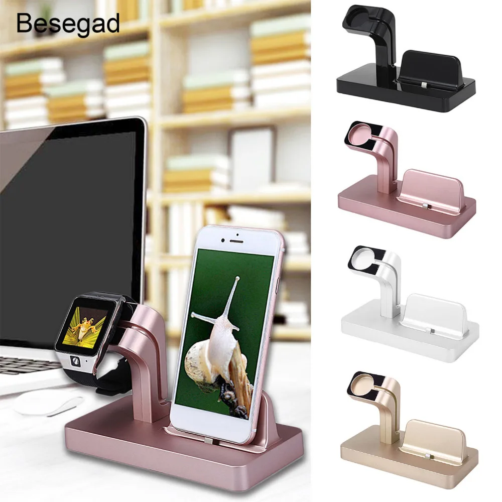 Магнитная зарядная подставка Besegad для телефона док станция держатель iWatch iPhone X 8 7 6