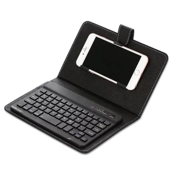 

Portable PU Leather Keyboard Cover Case Phone Wireless Bluetooth Keyboard for iPhone Android LHB99