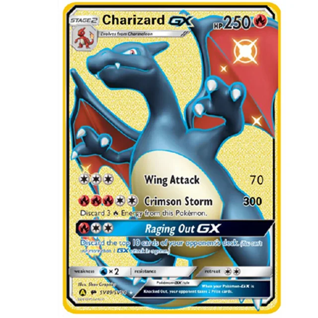 Pokemon Iron Shiny Cards English Charizard Mewtwo Pikachu Metal Cards Vmax Metal Gold Pack Game Collection Cards Gift Kids 19