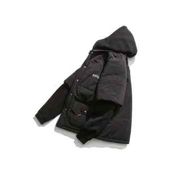 

Jacket Harajuku Japan Hip Hop Men's Streetwear Winter Slim Hooded Clothes Men Warm Super Quality Parka Outwear Teenager Student